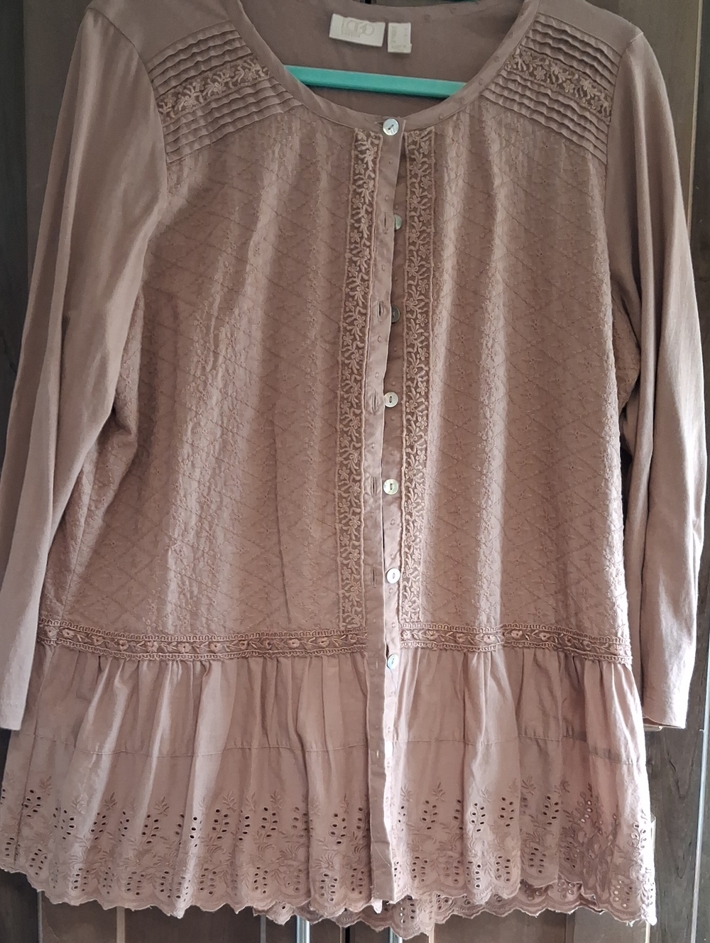 Logo By Lori Goldstein Boho Button-Front Blouse in Mauve Pink